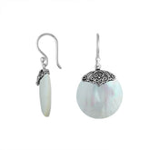 AE-6239-MOP Sterling Silver Round Earring With Mother Of Pearl Jewelry Bali Designs Inc